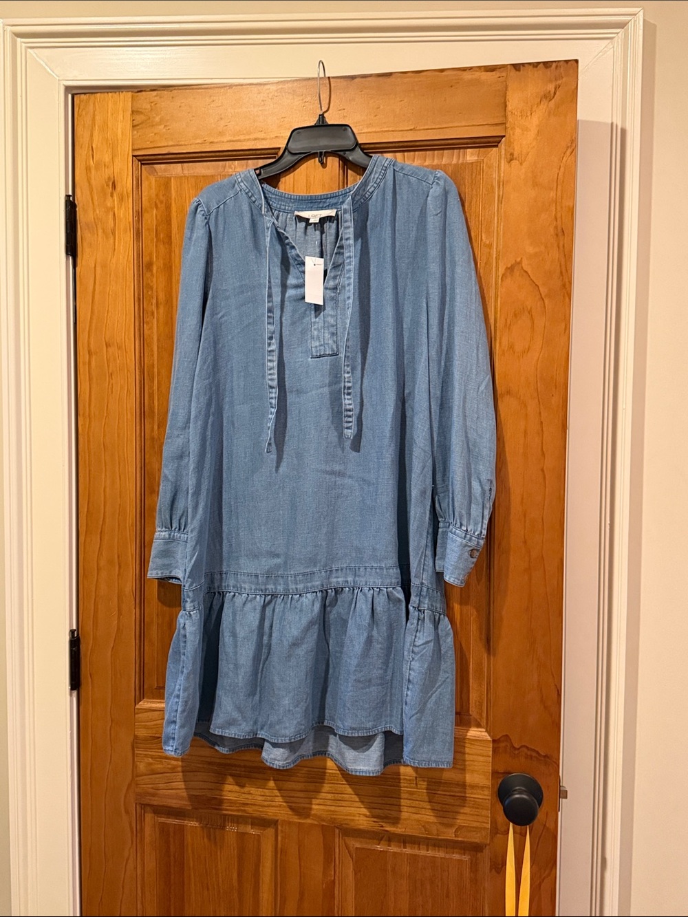 LOFT Light Blue Denim-Style Peasant Dress